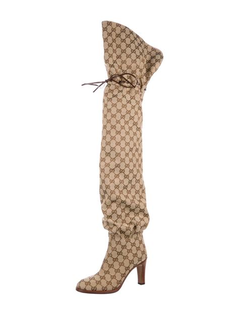 steel toe gucci boots|Gucci monogram thigh high boots.